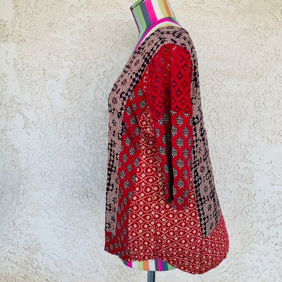 Lucky Brand Boho Floral Point Blouse 0100 - Picture 3 of 6